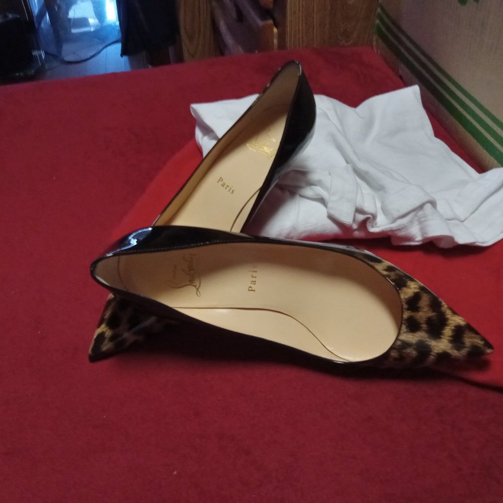 Christian Louboutin Leopard/Black patent Gradient Pigalle 55 MM Follies 39.5